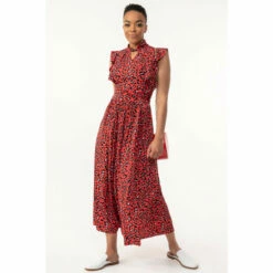 Jolie Moi Red Doris Frill Shoulder Maxi Dress -Jolie Moi Shop unnamed file 1413