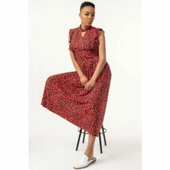 Jolie Moi Red Doris Frill Shoulder Maxi Dress -Jolie Moi Shop unnamed file 1414