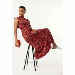 Jolie Moi Red Doris Frill Shoulder Maxi Dress -Jolie Moi Shop unnamed file 1415