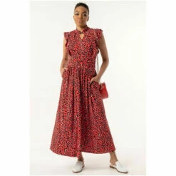Jolie Moi Red Doris Frill Shoulder Maxi Dress -Jolie Moi Shop unnamed file 1416