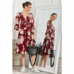 Jolie Moi Red Gabriel Twist Waist Midi Dress