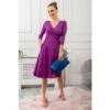 Jolie Moi Pink Petra 3/4 Sleeves Ruched Dress
