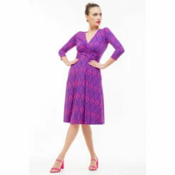 Jolie Moi Pink Petra 3/4 Sleeves Ruched Dress -Jolie Moi Shop unnamed file 1445