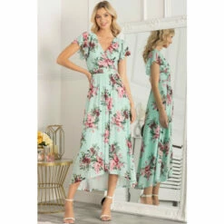 Jolie Moi Green Eleanor Wrap Mesh Maxi Dress -Jolie Moi Shop unnamed file 1489