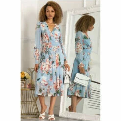 Jolie Moi Blue Jasmine Long Sleeve Mesh Dress -Jolie Moi Shop unnamed file 1497