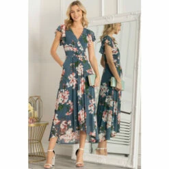 Jolie Moi Blue Allura Mesh Maxi Dress