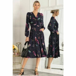 Jolie Moi Blue Harper Long Sleeve Jersey Dress