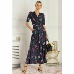 Jolie Moi Blue Airis Printed Maxi Dress