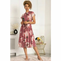 Jolie Moi Purple Luella Key Hole Mesh Dress