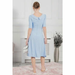 Jolie Moi Blue Beckie Fold Over Neck Dress -Jolie Moi Shop unnamed file 1616