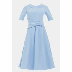 Jolie Moi Blue Beckie Fold Over Neck Dress -Jolie Moi Shop unnamed file 1618