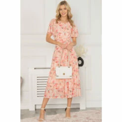 Jolie Moi Pink Giana Mesh Maxi Dress