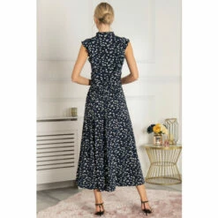 Jolie Moi Blue Frill Shoulder Midi Dress -Jolie Moi Shop unnamed file 1659