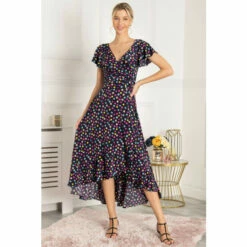 Jolie Moi Blue Gerrilyn Frill Animal Print Dress -Jolie Moi Shop unnamed file 1682