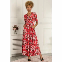 Jolie Moi Red Beatrice Jersey Maxi Dress -Jolie Moi Shop unnamed file 1707