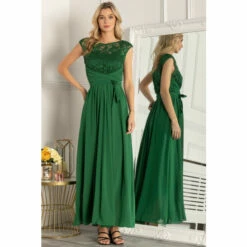 Jolie Moi Green Lace Bodice Maxi Dress
