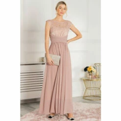 Jolie Moi Pink Lace Bodice Maxi Prom Dress -Jolie Moi Shop unnamed file 1732