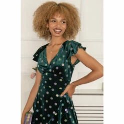 Jolie Moi Geen Frill V-Neck Velvet Dress -Jolie Moi Shop unnamed file 1757