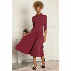 Jolie Moi Red Jennifer Tie Neck Midi Dress -Jolie Moi Shop unnamed file 1767