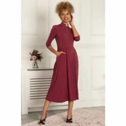 Jolie Moi Red Jennifer Tie Neck Midi Dress -Jolie Moi Shop unnamed file 1768