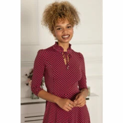 Jolie Moi Red Jennifer Tie Neck Midi Dress -Jolie Moi Shop unnamed file 1769