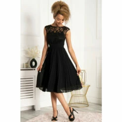 Jolie Moi Lace Bodice Pleated Black Prom Dress -Jolie Moi Shop unnamed file 1797