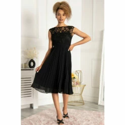 Jolie Moi Lace Bodice Pleated Black Prom Dress -Jolie Moi Shop unnamed file 1799