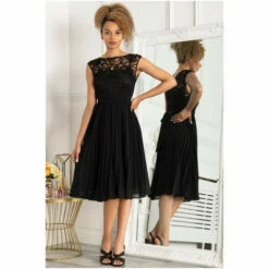 Jolie Moi Lace Bodice Pleated Black Prom Dress -Jolie Moi Shop unnamed file 1800