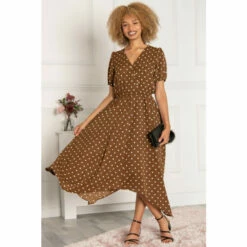 Jolie Moi Brown Natural Nana Hanky Hem Dress -Jolie Moi Shop unnamed file 1821