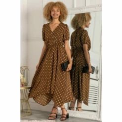 Jolie Moi Brown Natural Nana Hanky Hem Dress -Jolie Moi Shop unnamed file 1822