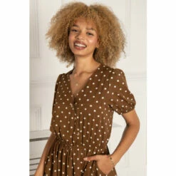 Jolie Moi Brown Natural Nana Hanky Hem Dress -Jolie Moi Shop unnamed file 1823