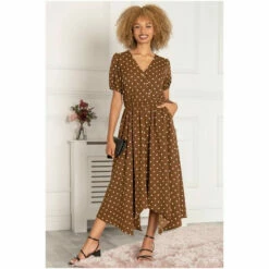 Jolie Moi Brown Natural Nana Hanky Hem Dress -Jolie Moi Shop unnamed file 1824