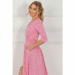 Jolie Moi Denisse Pink Spotty Jersey Maxi Dress -Jolie Moi Shop unnamed file 183