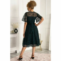 Jolie Moi Blue Flare Sleeve Lace Midi Dress -Jolie Moi Shop unnamed file 1833
