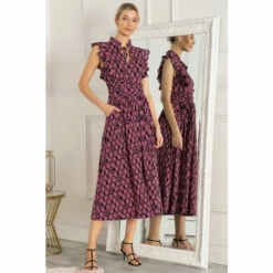 Jolie Moi Blue Kynlee Filly Shoulder Midi Dress