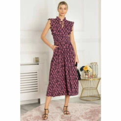 Jolie Moi Blue Kynlee Filly Shoulder Midi Dress -Jolie Moi Shop unnamed file 1839