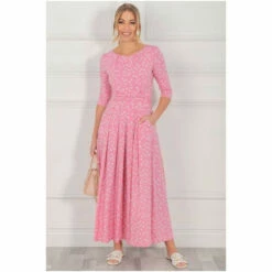 Jolie Moi Denisse Pink Spotty Jersey Maxi Dress -Jolie Moi Shop unnamed file 184