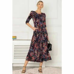 Jolie Moi Blue Pauline 3/4 Sleeve Maxi Dress