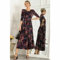 Jolie Moi Blue Pauline 3/4 Sleeve Maxi Dress -Jolie Moi Shop unnamed file 1901