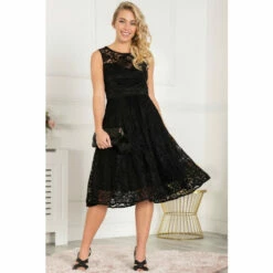 Jolie Moi Fit And Flare Lace Black Dress -Jolie Moi Shop unnamed file 1905