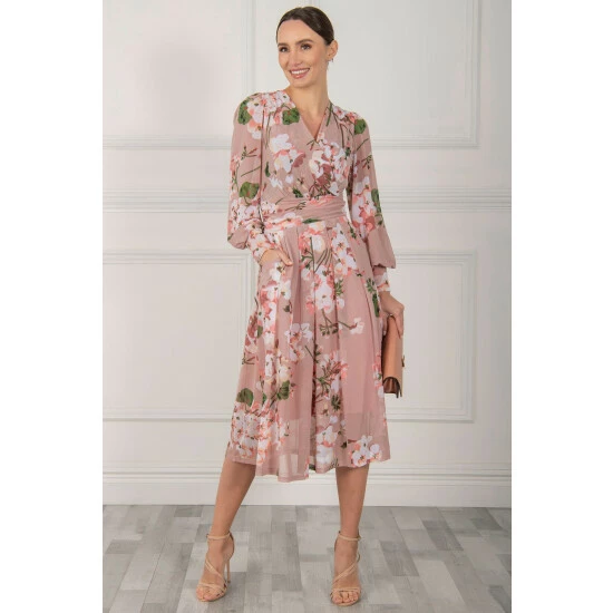 Jolie Moi Jasmine Pink Long Sleeve Mesh Dress 3 Jolie Moi Jasmine Pink Long Sleeve Mesh Dress