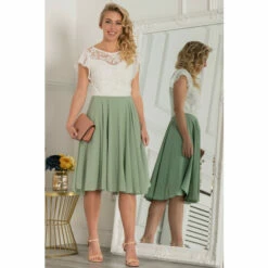 Jolie Moi Green Contrast Lace Skater Dress -Jolie Moi Shop unnamed file 1924