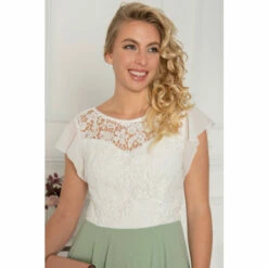 Jolie Moi Green Contrast Lace Skater Dress -Jolie Moi Shop unnamed file 1925