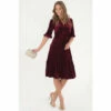 Jolie Moi Red Twist Front Tiered Hem Velvet Dress -Jolie Moi Shop unnamed file 1927