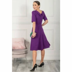 Jolie Moi Purple Maayan Fold Neck Dress -Jolie Moi Shop unnamed file 1935