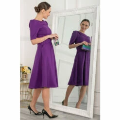 Jolie Moi Purple Maayan Fold Neck Dress -Jolie Moi Shop unnamed file 1936