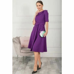 Jolie Moi Purple Maayan Fold Neck Dress -Jolie Moi Shop unnamed file 1937
