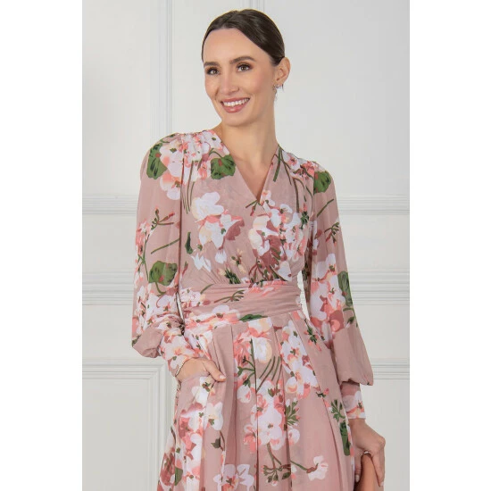 Jolie Moi Jasmine Pink Long Sleeve Mesh Dress 6 Jolie Moi Jasmine Pink Long Sleeve Mesh Dress - Image 4
