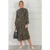 Jolie Moi Brown Kathryn Long Sleeve Midi Dress