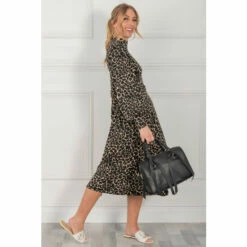 Jolie Moi Brown Kathryn Long Sleeve Midi Dress -Jolie Moi Shop unnamed file 1949